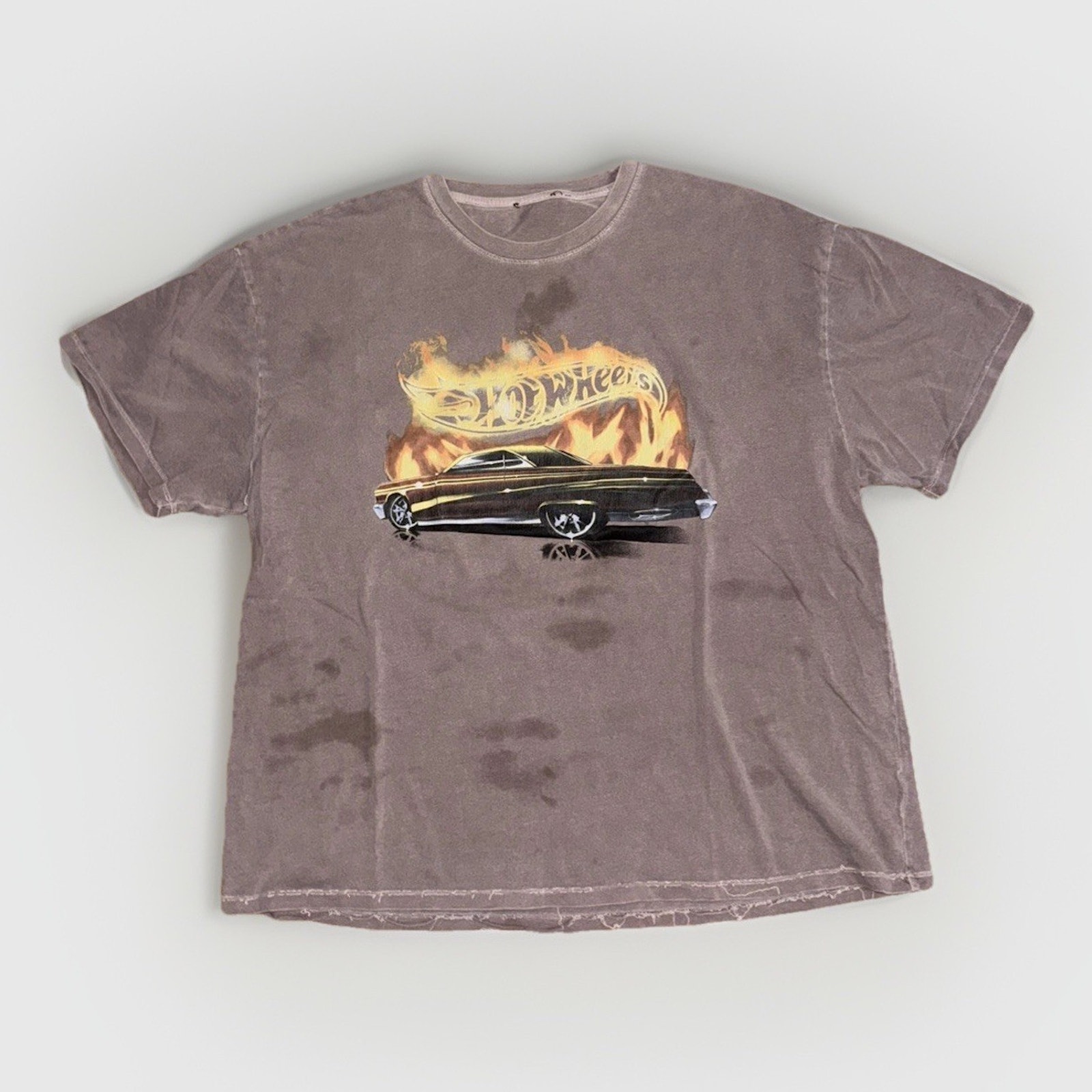 Vintage Forever 21 X Hot Wheels Graphic T-Shirt Brown Chevy Nova Flames Large
